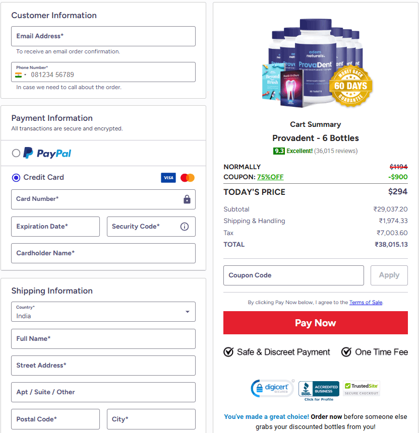 ProvaDent-order-page